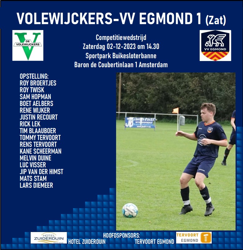Volewijckers 1 - VV Egmond 1 (zaterdag)