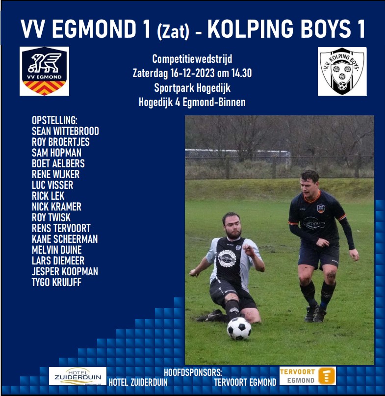 VV Egmond 1 - Kolping Boys 1 (zat)