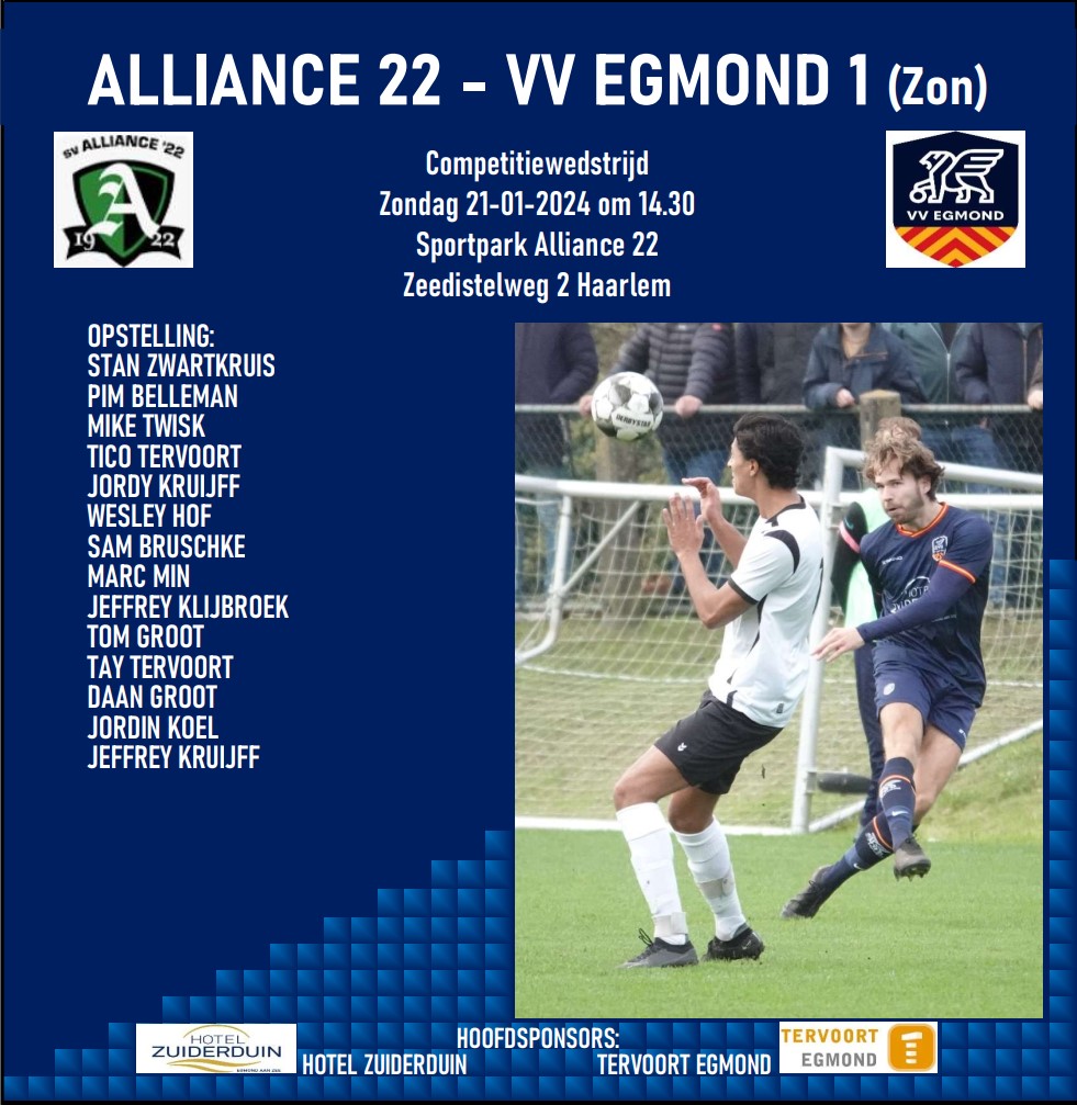 Alliance 22 1 - VV Egmond 1 (zon)