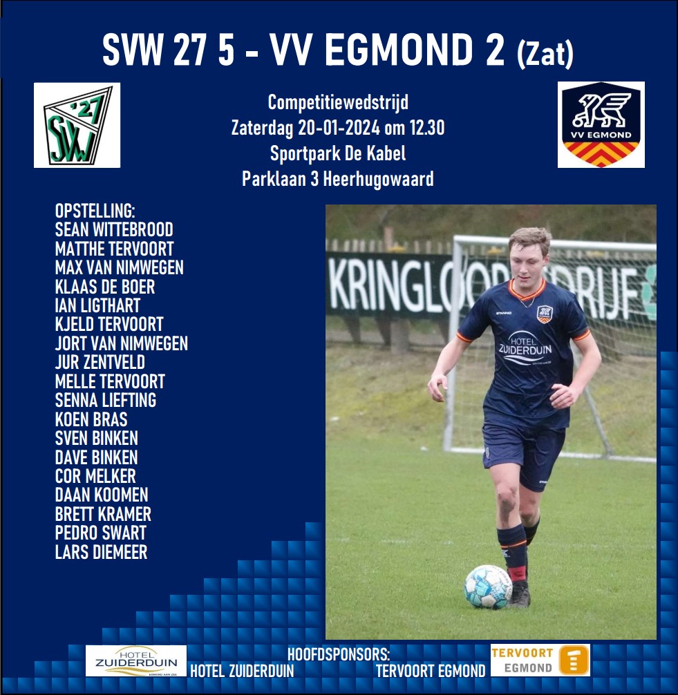 SVW 27 5 - VV Egmond 2 (zat)