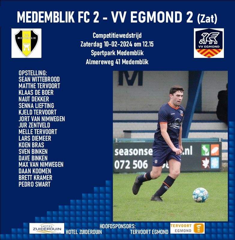 Medemblik FC 2 - VV Egmond 2 (zat)