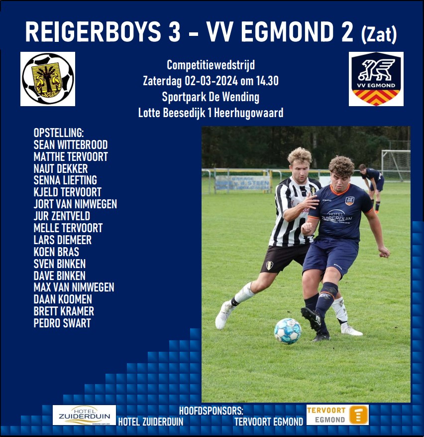 Reigerboys 3 - VV Egmond 2 (zat)