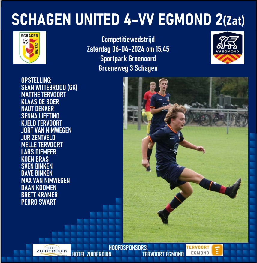 Schagen United 4 - VV Egmond 2 (zat)
