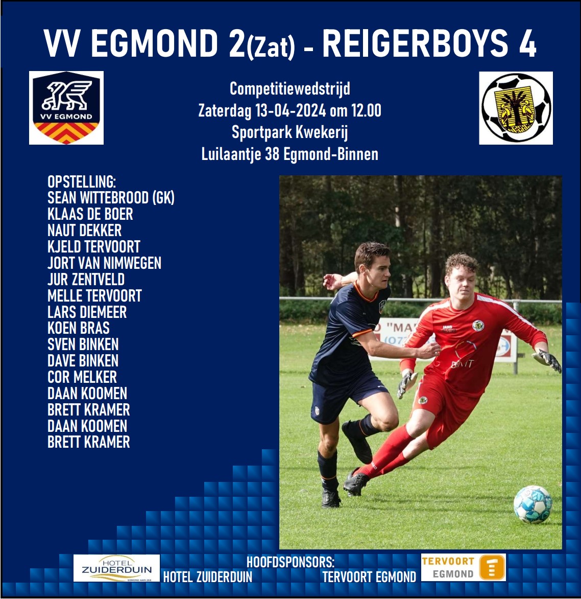 VV Egmond 2 - Reigerboys 4 (zat)