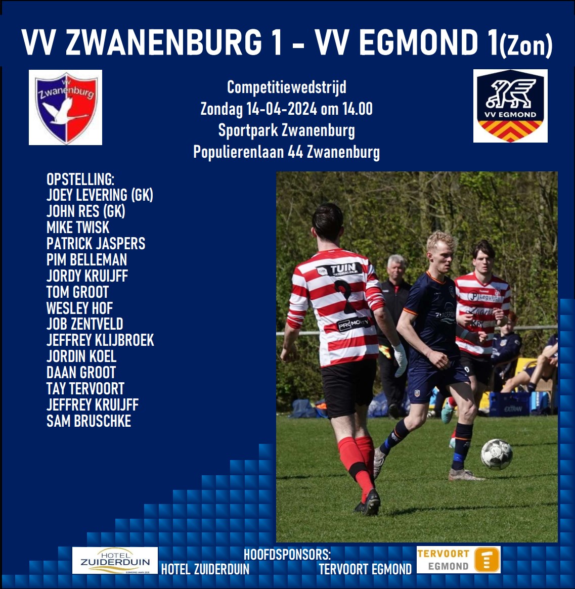 VV Zwanenburg 1 - VV Egmond 1 (zon)