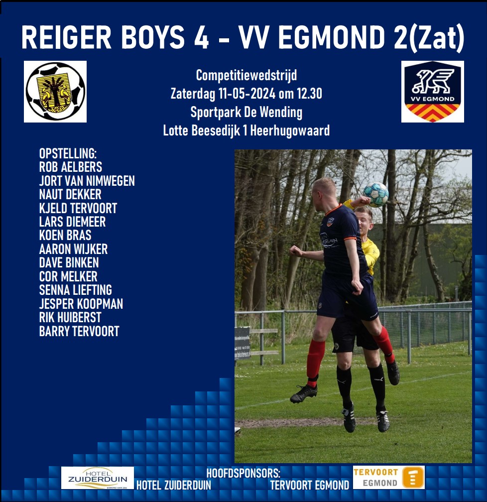 Reigerboys 4 - VV Egmond 2 (zat)