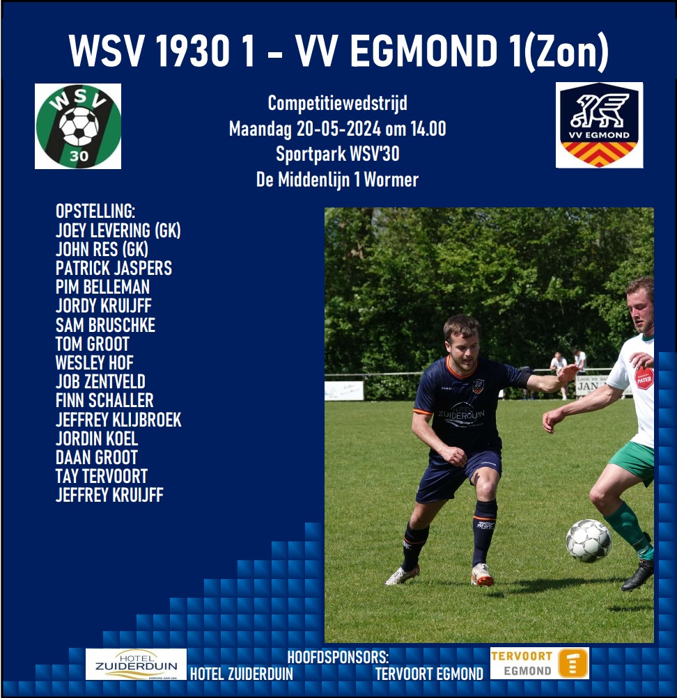 WSV 1930 1 - VV Egmond 1 (zon)